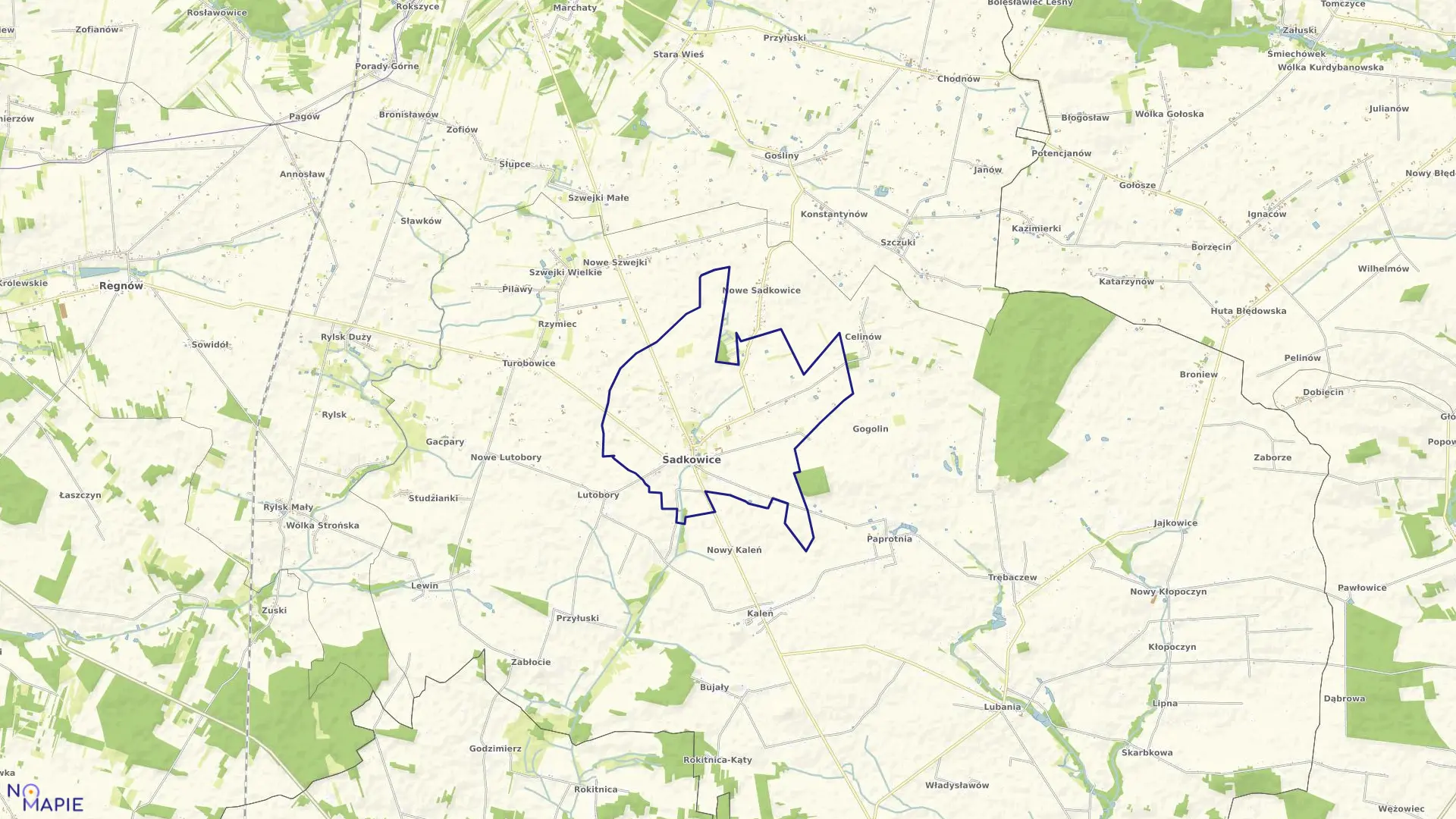 Mapa obrębu SADKOWICE w gminie Sadkowice