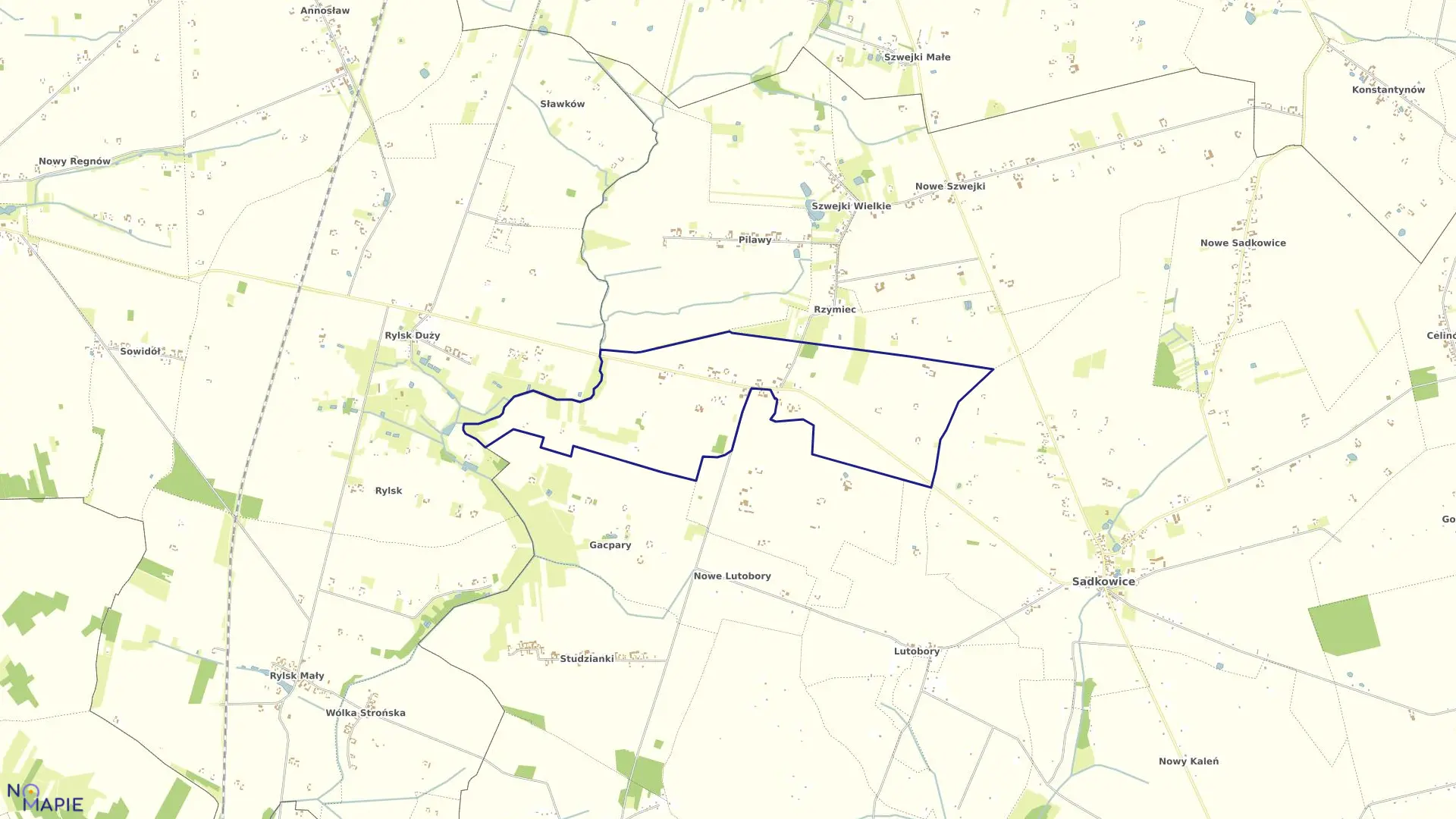 Mapa obrębu TUROBOWICE w gminie Sadkowice